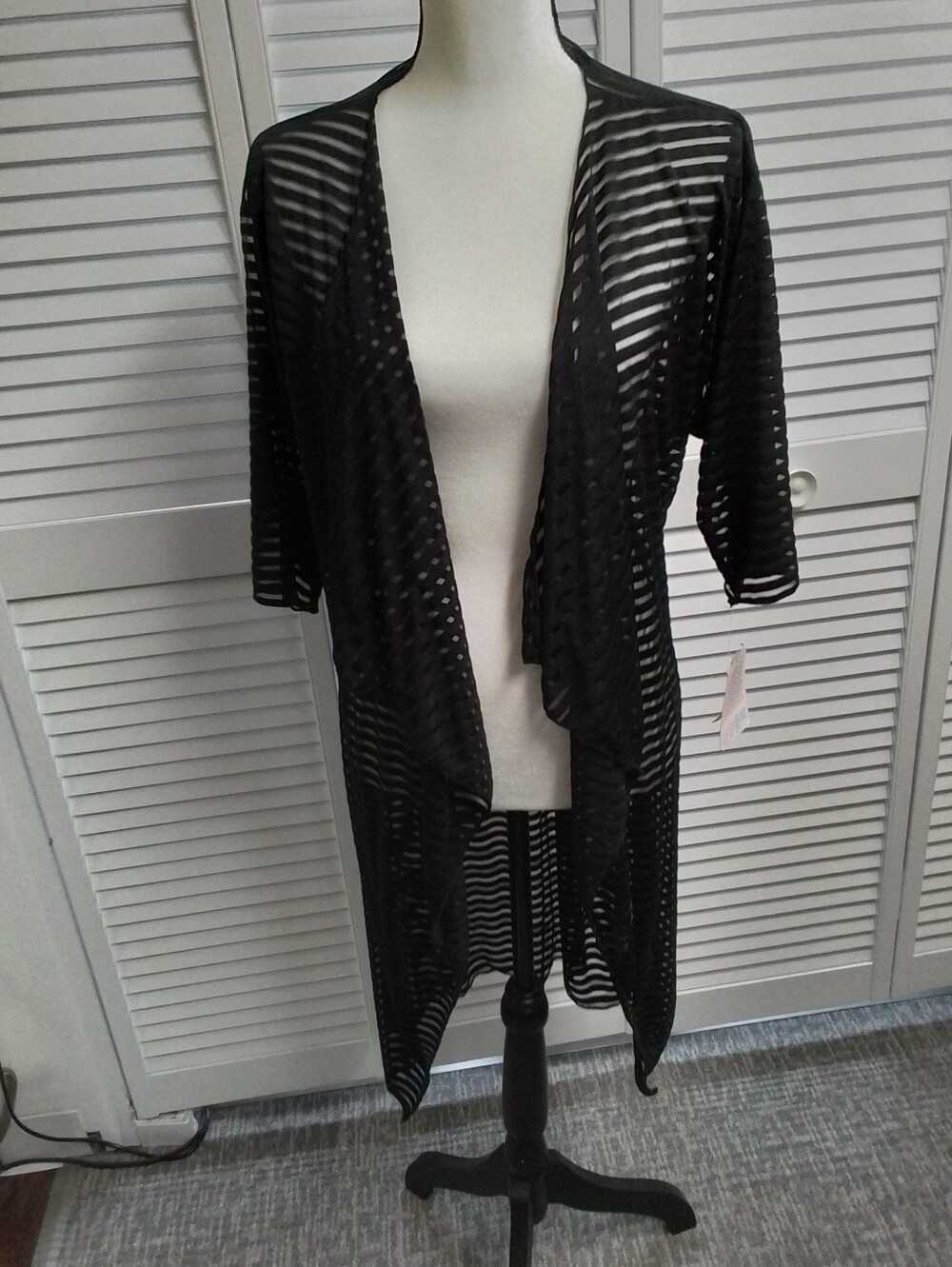LuLaRoe Black Sheer Striped Open-Front Cardigan